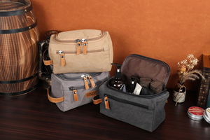 Trousse de toilette de voyage en cuir et toile élégante Trousse de toilette Toilettage Rasage Cosmétique Organisateur TDB-0035 - Product Image 5