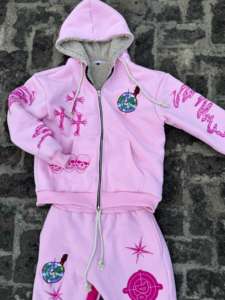 New Arrival Best Price Men's Sportswear Sweat Suits Regular Fit <b>Fleece</b> <b>Sweatshirt</b> and Jogger Printed Zipper Men Sweat Suit - Product Image 4