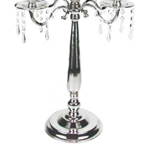 Lujosos candelabros de 5 brazos en diseño Redondo de cristal de aluminio plateado para eventos en casa, Decoración de mesa de boda hecha de Metal - Product Image 4