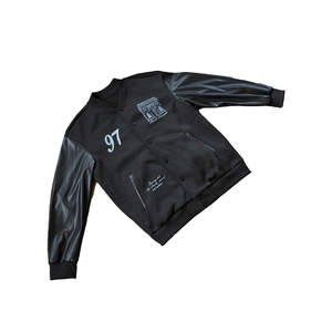 Automne hiver hommes à la mode rétro Baseball veste simple boutonnage Patchwork Design Logo américain brodé laine Hip Hop - Product Image 2