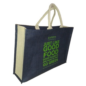 Vente en gros de sacs à provisions en jute biologique écologique personnalisés grande capacité dégradable réutilisable avec caractéristiques promotionnelles - Product Image 1