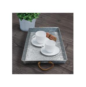 Juego de 2 bandejas galvanizadas de Decoración de mesa de diseño clásico bandeja galvanizada de primera calidad con asas para decoración del hogar bandeja de artículos de mesa - Product Image 5