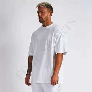 Nuevo diseño de algodón de calidad de lujo suelta ajuste pequeño hombro caído marca en blanco de gran tamaño hombres camiseta personalizada hombres camiseta - Product Image 6