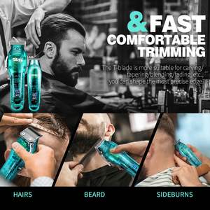 Kit Profesional de Barbería para Cortar el Cabello con Recortadora de Precisión, Recortadora de Barba con Cuchilla en T de Cero Espacio, Pantalla LED, Batería y Fuente de Alimentación USB - Product Image 4