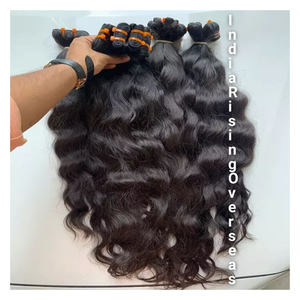 Venta caliente 2025 onda Natural Super doble dibujado barato cabello Remy donante único indio humano virgen crudo extensión de cabello sin procesar - Product Image 2