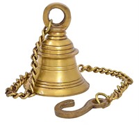 Cloche de bateau en laiton antique, cloche de porte nautique murale, cloche de dîner marine vintage suspendue avec tirette en corde pour la maison