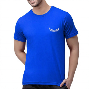 T-shirt rouge uni à col rond et manches courtes pour homme avec logo, décontracté, respirant, coupe jersey, longueur standard - Product Image 6
