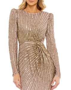 Abaya musulmane bleue, robe maxi droite avec cristaux perlés et manches longues - Product Image 1