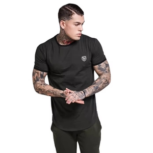 T-shirts pour hommes surdimensionnés en tissu tissé avec logo brodé personnalisé par transfert thermique, Spandex/Coton 280 grammes - Product Image 2