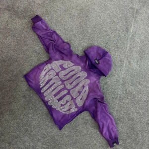 2025 Fabricant de qualité supérieure Logo personnalisé Poids lourd Sun-fade Wash French Terry Boxy Fit Hoodie avec strass Logo - Product Image 4