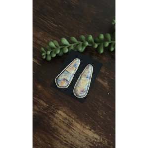 Navajo Handmade Opal Sterling Silver <b>Post</b> Dangle Inlay <b>Earrings</b> Geometric Vintage Drop Design Pearls Diamonds for Weddings Cute - Product Image 3
