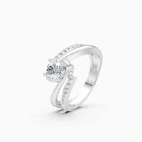 Bague de déclaration Twilight Twist avec diamant de laboratoire, éclat quotidien, 0,72 ct, taille ronde, en or jaune, blanc et rose 9 carats