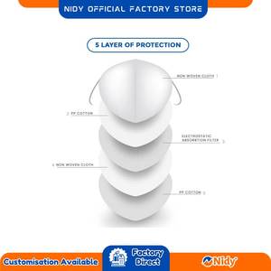 Paquete a Granel de Mascarillas Faciales NIDY N95 Talla Única |   Mascarilla protectora transpirable de 5 capas para seguridad diaria, oficina, viajes y uso industrial - Product Image 2