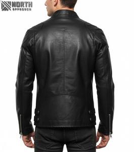 Veste de moto en cuir pour hommes, coupe-vent slim tendance, vente en gros personnalisée et décontractée pour bombardier de la saison d'hiver - Product Image 2