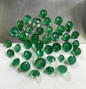 Émeraude zambienne 100% naturelle de haute qualité, 3,0-5,5 mm, forme ronde, couleur vert profond, pierre précieuse en vrac pour la fabrication de bijoux - Product Image 4