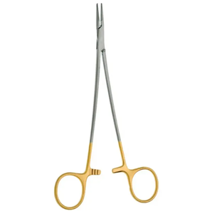 Porte-aiguille fin en or, porte-aiguille en bois Crile, porte-aiguille Olsen-Hegar à poignées en or - Product Image 1