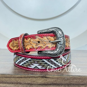 Ceinture décontractée de luxe en cuir de vache véritable pour hommes avec boucle ardillon en alliage automatique perlée en cuir usiné à la main pour unisexe - Product Image 1