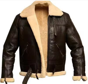 Chaqueta de invierno de piel sintética para hombre, informal, gruesa, cálida, para exteriores, de talla grande, para motocicleta, de cuero genuino, para hombre - Product Image 1