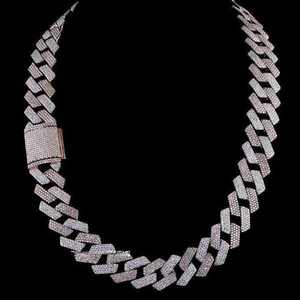 Iced out VVS Moissanite 14mm Cuban Link Chain Round Cut Diamond Hip Hop Jewelry for Men's 925 Sterling Silver - Product Image 3
