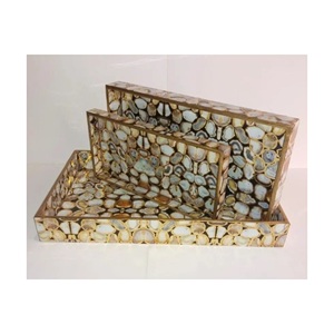 Plateau de service hexagonal ensemble de 3 avec autocollant imprimé de MDF table à manger plateau de service pour hôtel forme hexagonale plateau de service de nourriture - Product Image 6