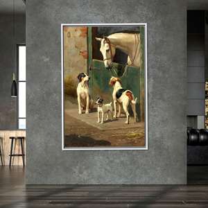 Printed <b>Canvas</b>: Vintage Animal Friendship Poster for Rustic Decor,White <b>Framed</b> - Product Image 1