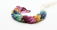 Perles de saphir multicolores faites à la main de 16 pouces, 3-4 mm, précieuses, arc-en-ciel, cadeau unique - Modèle LD Lustre, forme irrégulière, pour tiers