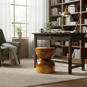 Solid Monkey Pod Suar Wood Contemporary Handmade Log <b>Stool</b> Natural Grain Beauty Strong Structure <b>for</b> Living Room <b>Bedroom</b> Decor - Product Image 1