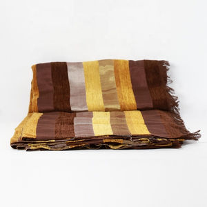 Wholesale 100% Natural Hand Woven Brown Yellow Plaid Fringed Edge Shawl Popular Wearable Blankets and <b>Scarves</b> Hot Sales Items - Product Image 1