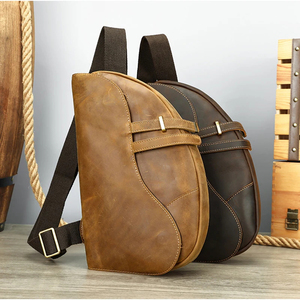 Sac de poitrine vintage en cuir véritable, sac à bandoulière, fermeture à boucle, durable, usage quotidien, toutes saisons, pour homme - Product Image 1