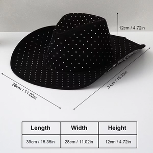 Sombrero Fedora Vaquero de Cristal Brillante para Invierno, Unisex, de Fieltro de Lana, con Pedrería, Resistente al Viento, de Ala Ancha, para Todas las Temporadas - Product Image 5