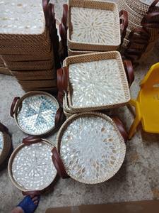 MEILLEUR VENDEUR! Plateau de séparation rond tissé à la main en rotin avec poignées fabriqué au Vietnam - Product Image 5