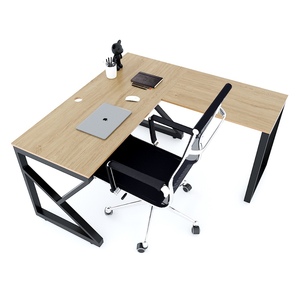 Bureau en L minimaliste Kconcept HBKC038 140x140cm en contreplaqué avec pieds en fer pour mobilier de bureau - Product Image 3
