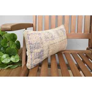 Beige Kilim Wool Pillow 8x16 Inch Luxury Rustic Fluffy Floral <b>Throw</b> for Sofa Bedding Portable Vintage Woven <b>Patchwork</b> Design - Product Image 2