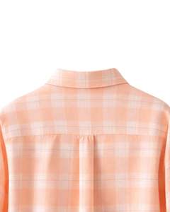 Camisa Oversize a Cuadros para Mujer, Color Melocotón, Manga Larga, Casual, de Franela, Estilo Túnica, Suave, Otoño-Invierno, Venta al por Mayor - Product Image 5