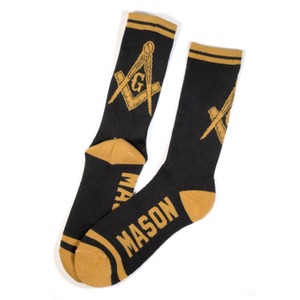 Mason <b>Socks</b> Black Unisex 83% Acrylic Logo Knitted Crew <b>Socks</b> Comfortable Stretch Machine Wash Casual College Greek Apparel Pair - Product Image 2