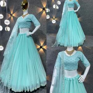 Designer 2024 Dernière Georgette Lehenga Choli Costume Collection Broderie Lourde Travail Mariées Mariages Fêtes De Mariée Vêtements De Fête - Product Image 2