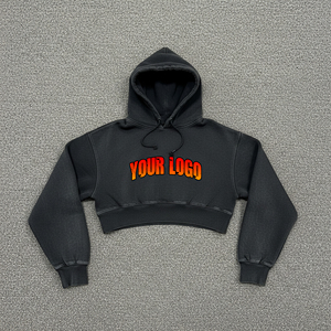 Customised Regular Oversized Pullover Acidwash Winter Women's Hoodies Front Custom Printed logo Comfortable Hip Hop Streetwear - Product Image 1