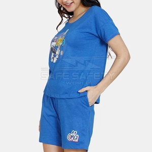 Tenues deux pièces femmes ensemble été 2 pièces t-shirt et short ensemble coton matériel été femmes ensembles courts - Product Image 2