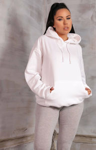Sudadera con Capucha Blanca 100% Algodón para Mujer, con Cierre, Bolsillo Delantero, Cordón Ajustable, Antiarrugas, Transpirable, para Entrenamiento, Personalizable - Product Image 5