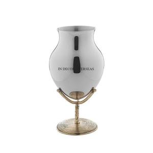 Nuevo patrón de llegada, acabado de Color plateado, florero de Metal pulido brillante con diseñador de hojas chapadas en oro al precio más bajo - Product Image 2