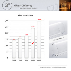 HST0324 - Tubo de Chimenea Transparente para Velas Tipo Huracán [Sin Base] - 3 x 24 - Product Image 2