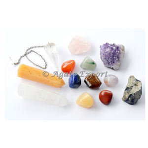 Agate Seven Chakra Set Kit de cristal curativo Piedra preciosa natural Amor ecológico Decoración del hogar al por mayor - Product Image 3