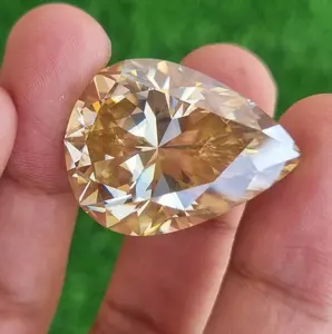 เพชรมออิสซาไนต์รูปลูกแพร์สีเหลืองใสทำให้จี้เพชรโมอิสและเครื่องประดับฮิปฮอป - Product Image 1