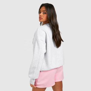 <b>Women's</b> Casual Solid Fleece Lined Autumn Winter Pullover Sweatshirt <b>Warm</b> Loose Long Sleeve <b>Top</b> with Front Logo ODM Supply - Product Image 4
