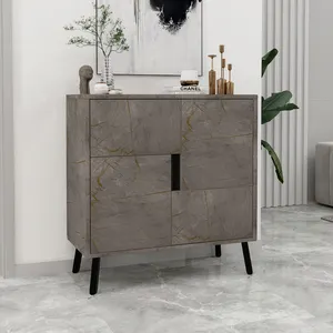 Ergonomic C001 Multipurpose Cabinet Gordion Marble - Wood Black With Doors Console Exclusive Style Living Room Home Furniture