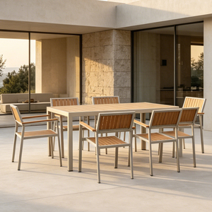 Set da Pranzo da Esterno con <span class=keywords><strong>Tavolo</strong></span> e <span class=keywords><strong>Sedie</strong></span> in Alluminio Resistente alle Intemperie per <span class=keywords><strong>Giardino</strong></span> e Patio - Product Image 2