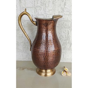 Antique Style Hammered <b>Copper</b> <b>Jug</b> with Golden Handle for Traditional Home Decor and Healthy Water - Product Image 6