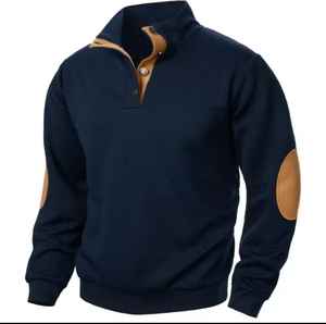 Jersey informal de manga larga con cuello levantado y botones para hombre, ropa de calle de invierno para actividades al aire libre, nuevo estilo urbano - Product Image 4