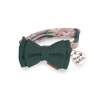 Elegant Luxury Personalized Soft Floral Durable Adjustable Cotton Dog Collar with Lights-Pink Candy Bow Tie Removable - Product Image 1