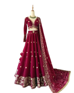 Thiết Kế Đẹp Hoa Sequined Đính Cườm Mô Hình Lehenga Choli Georgette Vải Tay Phong Cách Ấn Độ Pakistan Đảng Mặc - Product Image 1